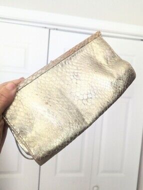 Vintage Y2K Steve Madden Metallic Gold Snake-Embossed Evening Clutch